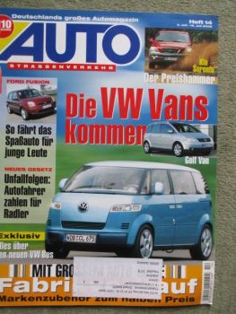 Auto Straßenverkehr 14/2002 VW Microbus, Peugeot 807 vs. Kia Carens vs. Mazda MPV,Daewoo Rezzo 1.6,