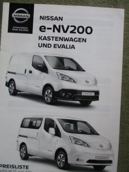 Nissan e-NV200 Kastenwagen und Evalia Preisliste 3. Juni 2019