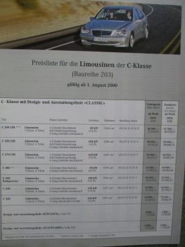Mercedes Benz C-Klasse Limousinen W203 C200CDI 220CDI 270CDI C180 C200K C240 C320 1.August 2000