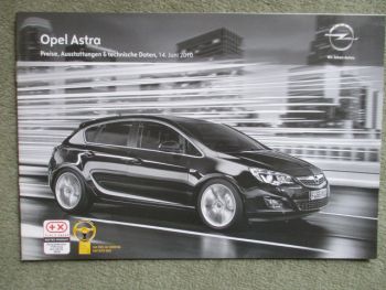 Opel Astra J Edition +Sport 64kw 74kw 85kw 88kw 103kw 132kw +Diesel Juni 2010