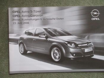 Opel Astra H 5-türer +Caravan Edition Sport Cosmo Benzin Diesel Juni 2006