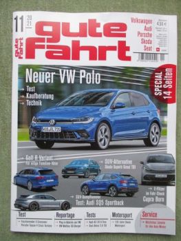 gute fahrt 11/2021 VW Polo (AW),Superb Scout TDI,Cupra Born,Golf R Variant,SQ5 Sporback,Audi RS2 Avant,