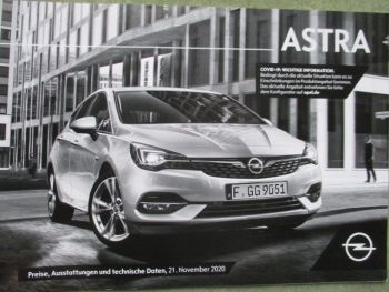 Opel Astra K +Sports Tourer Edition +GS Line Preisliste November 2020