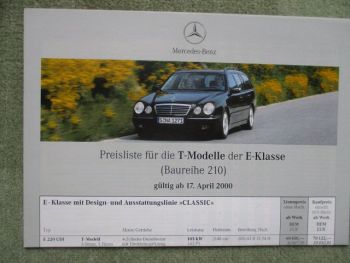 Mercedes Benz E-Klasse T-Modelle W210 220CDI 270CDI 320CDI E200-E55AMG 17. April 2000