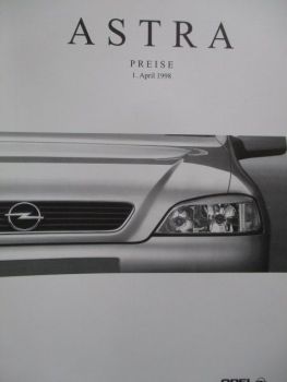 Opel Astra G Limousine 3-türig 4-türig 5-türig +Caravan Preisliste Februar 1999