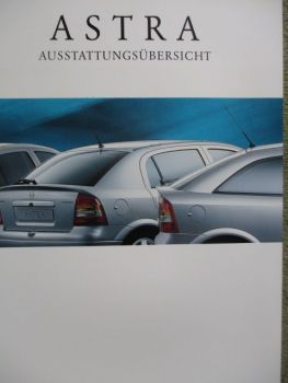 Opel Astra G Ausstattungsübersicht +Comfort +Elegance +Sportive Oktober 1998