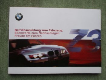 BMW Z3 roadster 1.9i 2.2i 3.0i +coupé 3.0i E36/7 E36/8 Bordbuch Oktober 2000