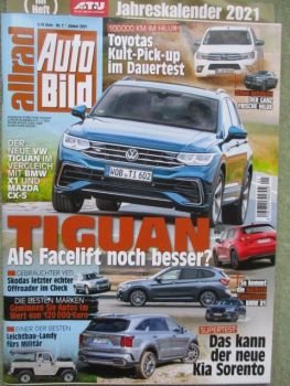 Auto Bild allrad 1/2021 Toyota Hilux Pick-up 2.8d-4D Invincible Dauertest,Transit Trail AWD, iX3,Tiguan vs. CX-5 vs. X1