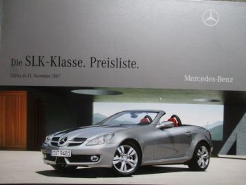 Mercedes Benz SLK-Klasse R171 200K 280 350 +SLK55 AMG Preisliste 21.Dezember 2007