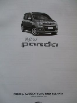 Fiat new Panda Preisliste 3.11.2016 Pop Easy Lounge 4x4 +Cross
