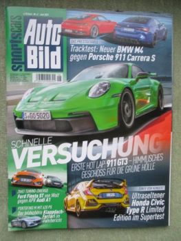 Auto Bild sportscars 6/2021 Porsche 911 GT3,Ferrari Portofino M, Boxster 25 jahre,M4 Competition vs. 911 Carrera S