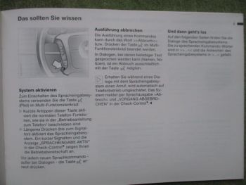 BMW Betriebsanleitung zum Spracheingabesystem für Telefon und Navigation August 2001