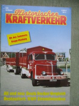 Historischer Kraftverkehr 4/1991 Krupp Mustang,Deutz F3L 516/6 vs. Deutz DX 3.50,NWF-Bus vom Typ BK,Setra S8