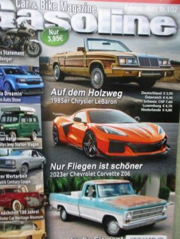 Gasoline Car & Bike Magazin 1/2022 85iger Chrysler LeBaron,23er Corvette Z06,66er Corvette,78er Buick Century Coupé