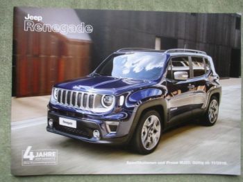 Jeep Renegade Sport Longitude Limited Trailhawk T-GDI 88kw 110kw 132k +Diesel 88kw 103kw 125kw Preise 11/2019