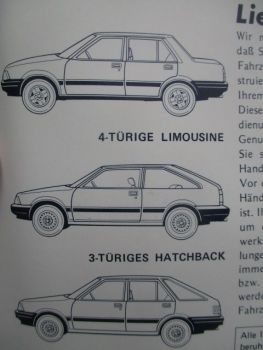 Datsun Stanza 4-türige Limousine 3-türiges Hatchback 5-türiges Hatchback Bordbuch Deutsch August 1981