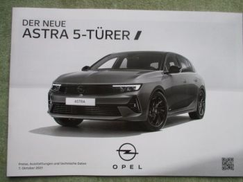 Opel Astra L 5-türer +Edition +GS Line 81kw 96kw +Diesel Oktober 2021