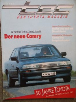 TEC Toyota Magazin 1/1987 50 Jahre Toyota,Camry,Carina II,Model F,Starlet 1.5 Diesel,