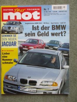 mot 7/1999 Lotus Elise 111S,Audi A4 1.8 Ambiente vs. 316i E46 vs. Vectra 1.8 16V Elegance vs. Bora 2.0 Highline