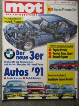 mot 26/1990 Nissan Primera 2.0i SLX,VG: Toyota Previa vs. Renault Espace TXE vs. Pontiac Trans Sport SE,