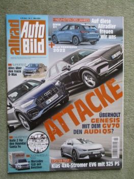 Auto Bild allrad 3/2022 Vergleich Audi Q5 40TDI vs. Genesis GV70,Cupra Formento VZ5, Kia Sportage 1.6T-GDI Automatik