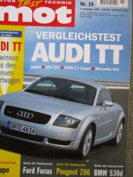 mot 19/1998 Audi TT (8N) vs. Alfa Romeo GTV vs. BMW Z3 Coupé E36/8 vs. SLK R170,Ford Focus,VW Lupo,Peugeot 206