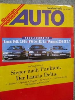 Auto Straßenverkehr 11/1994 Vergleichstest Lancia Delta 1.6LE vs. Golf3 GL 1.6 vs. Peugeot 306 XR 1.4