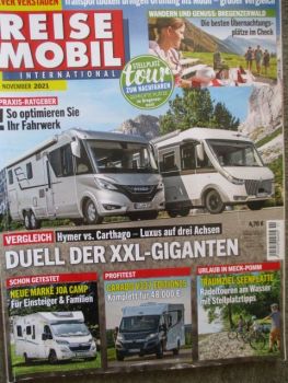 Reise Mobil 11/2021 Carado V337 Edition 15,Ecovip H3512DS,Dauertest Carthago C-Compactline I 1141LE,Joa Camp 70T,