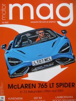 motor mag Mazin für Auto & Lifestyle 3/2022 McLaren 765LT Spider,Bugatti Typ59,Aston Martin Vantage F1 Edition