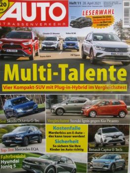 Auto Straßenverkehr 11/2021 VG: C5 Aircross Hybrid 225 vs. RAV4 2.5 Plug-in Hybrid vs.XC40 Recharge T4 vs.Tiguan eHybrid,