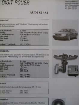 Digit Power audi S2 S4 (C4),Porsche Carrera 3.6 (964) und 993 Schweizer Prospektmappe +Preisliste