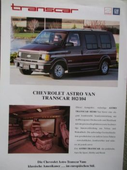 GM Chevrolet Astro Van Transcar 102/104 Prospektblatt Deutsch