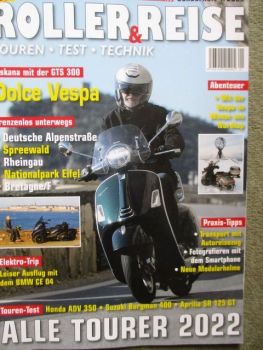 Motoretta Roller & Reise Sonderheft 1/2022 Touren Test Technik Dolce Vespa,BMW CE04,Honda ADV350,Suzuki Burgman 400