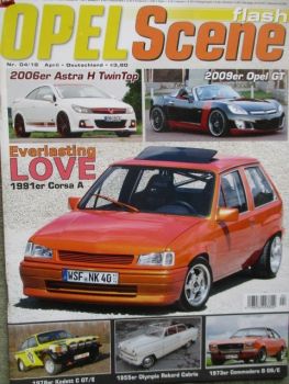 flash Opel Scene 4/2018 Kadett C GT/E, Olympia Rekord Cabrio,73iger Commodore B GS/E,Astra H Twin Top,2009er Opel GT
