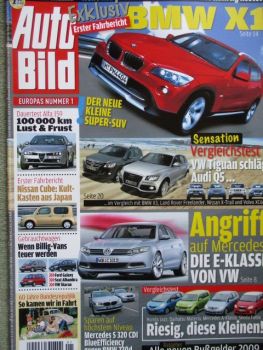 Auto Bild 1/2009 Nissan Cube,VG Audi Q5 vs. BMW X3,Freelander vs. X-trail vs. XC60 und Tiguan,