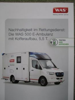 WAS 500 RTW 5.5T E-Ambulanz mit Kofferaufbau Deutsch Mai 2022 Katalog