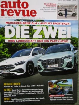 auto revue 8/2020 GLA 250 4Matic vs. Q3 45TFSI Sportback,SX-4S Cross vs.Dacia Duster, Defender 110 SE D240,Leon eTSI ACT