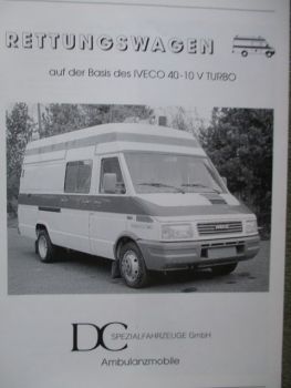DC Spezialfahrzeuge Ambulanzmodelle Rettungswagen auf Iveco 40-10 V Turbo Prospekt