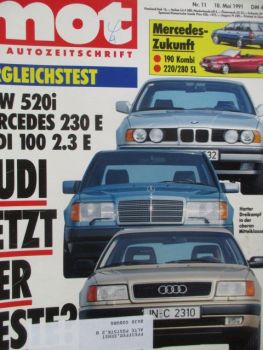 mot 11/1991 VG: BMW 520i E34 vs. 230E W124 vs. Audi 100 2.3E,Alfa 33 16V,Porsche 911 turbo,VW Polo 1.0CL,