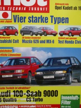 mot 5/1992 Honda Civic, Mitsubishi colt, Mazda 626 und MX-6,VG: Audi 100 C4 V6 quattro vs. Saab 9000 CS Turbo,