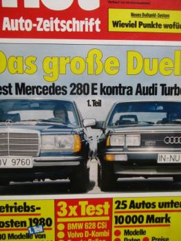 mot 10/1980 Mercedes Benz 280E W123 vs. Audi 200 Turbo (typ 43),Volvo 245GL D6,BMW 628CSi E24,Celica Liftback XT