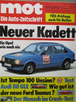 mot 17/1979 Opel Kadett D,Audi 80GLE,Ford Taunus, Ford Granada 2.3,BMW 732i E23,