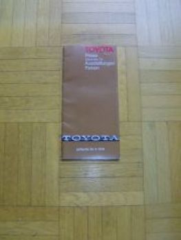 Toyota Preisliste 1979 Starlet Corolla Tercel Carina Celica Coro