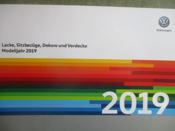 VW Lacke, Sitzbezüge,Dekore und Verdecke Modelljahr 2019
