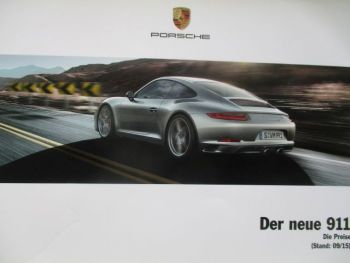 Porsche 911 (typ 991) Preisliste März 2015