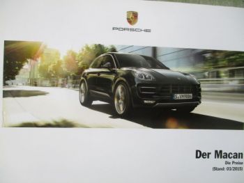 Porsche Macan S +Diesel +Turbo Preisliste 3/2015