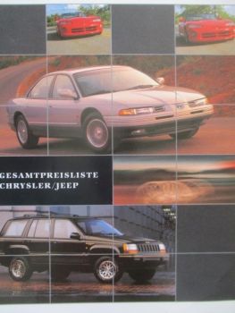 Chrysler Jeep Gesamtpreisliste 8/1993