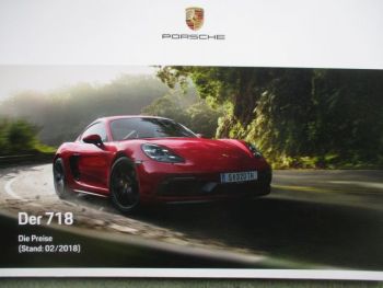 Porsche 718 Boxster +S +GTS +Cayman 2/2018 Preisliste Version Österreich