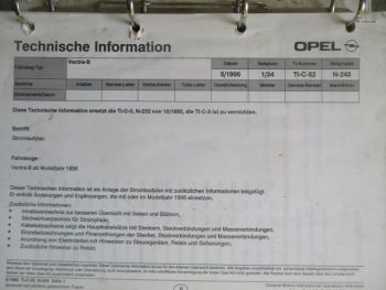 Opel Vectra B Fahrzeug Elektrik ab Modelljahr 1998