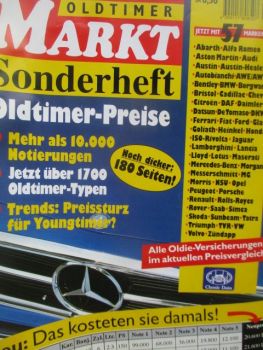 Oldtimer Markt Sonderheft Oldtimer Preise Nr.20 1998